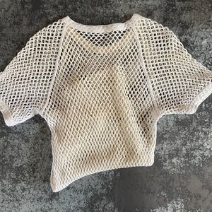 L.L. Bean Vintage Fitted Mesh Fishnet Short Sleeve T-Shirt Top